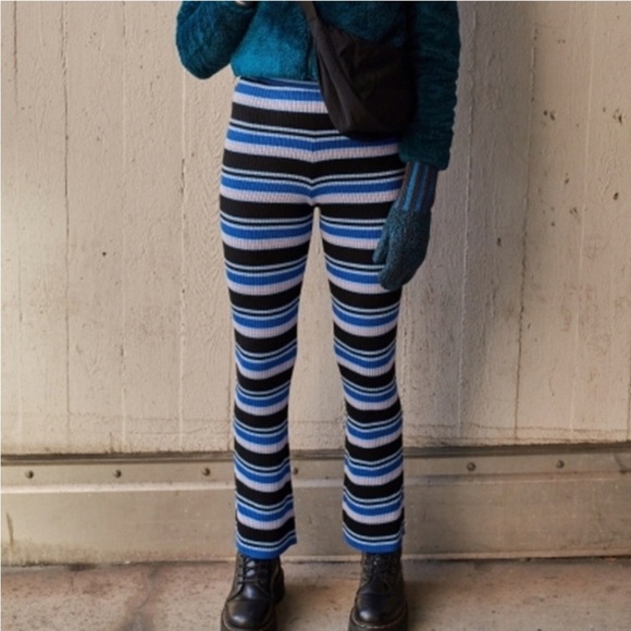 UNIQLO x MARNI MERINO BLEND SEMI FLARE KNIT striped pattern Blue XL - Picture 1 of 14